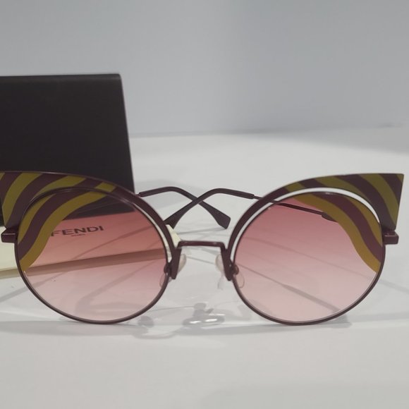 NEW ⭐ Fendi 0215/S Burgundy / Yellow Metal Sunglasses 53-22-135 ⭐ BRAND NEW main image 7